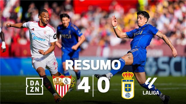 Sevilha goleia e afunda Oviedo com ex-FC Porto em destaque pela negativa (resumo)