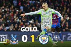 Cruzamento teleguiado de Matheus Nunes para mais um golo de Haaland