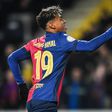 Lamine Yamal a celebrar o seu golo do encontro