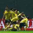 Jogadores do Fafe celebram efusivamente golo contra o SC Braga - Foto: Hugo Delgado/Lusa