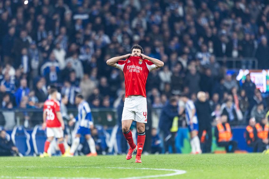 Reação de Tomás Araújo depois do fim do jogo com o FC Porto para a Taça de Portugal — Foto: IMAGO