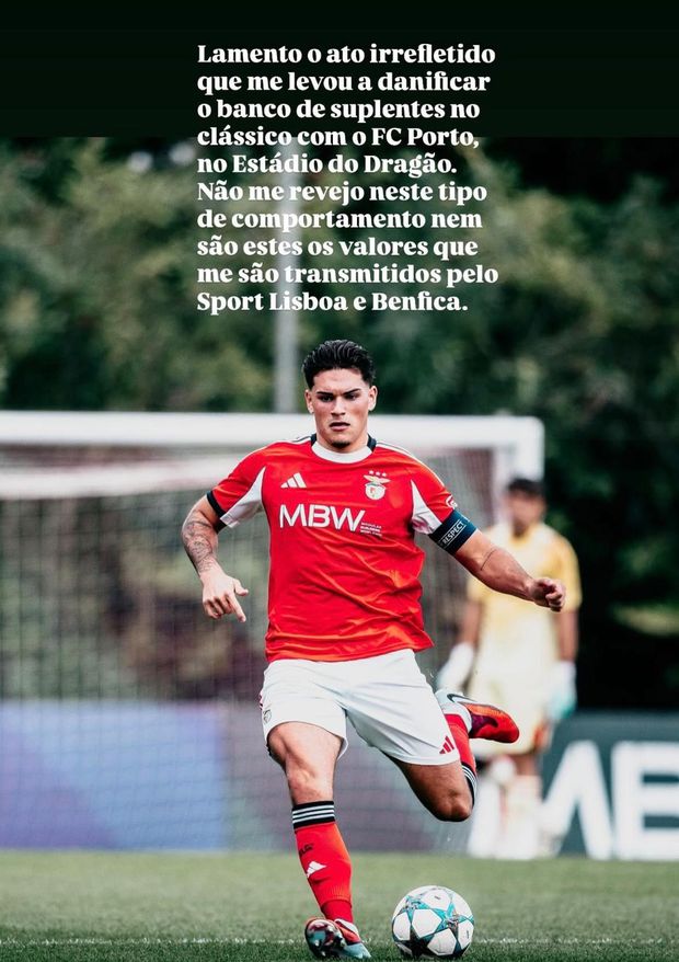 Mensagem de Gonçalo Oliveira nas redes sociais