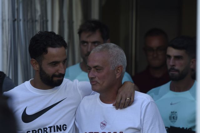 Ruben Amorim e José Mourinho quando estavam no Sporting e na Roma (Foto: André Alves)