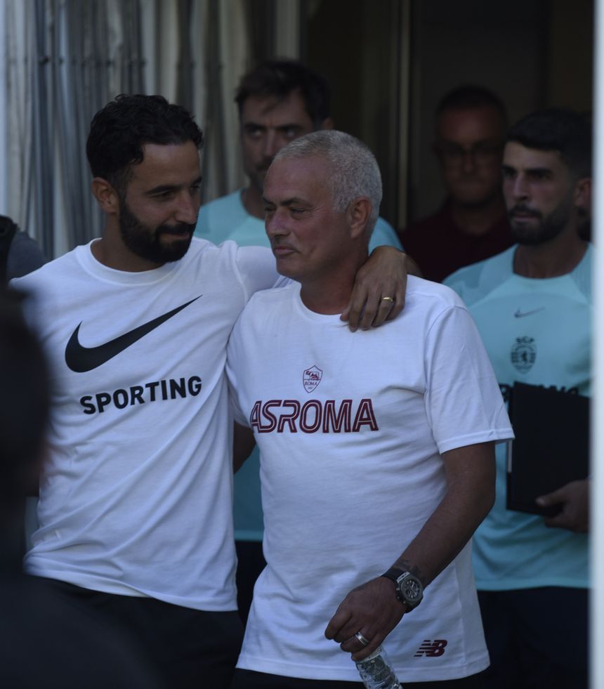 Ruben Amorim e José Mourinho quando estavam no Sporting e na Roma (Foto: André Alves)