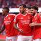Jogadores do Benfica a celebrarem o golo de Kokçu ao Arouca, antes do de Pavlidis