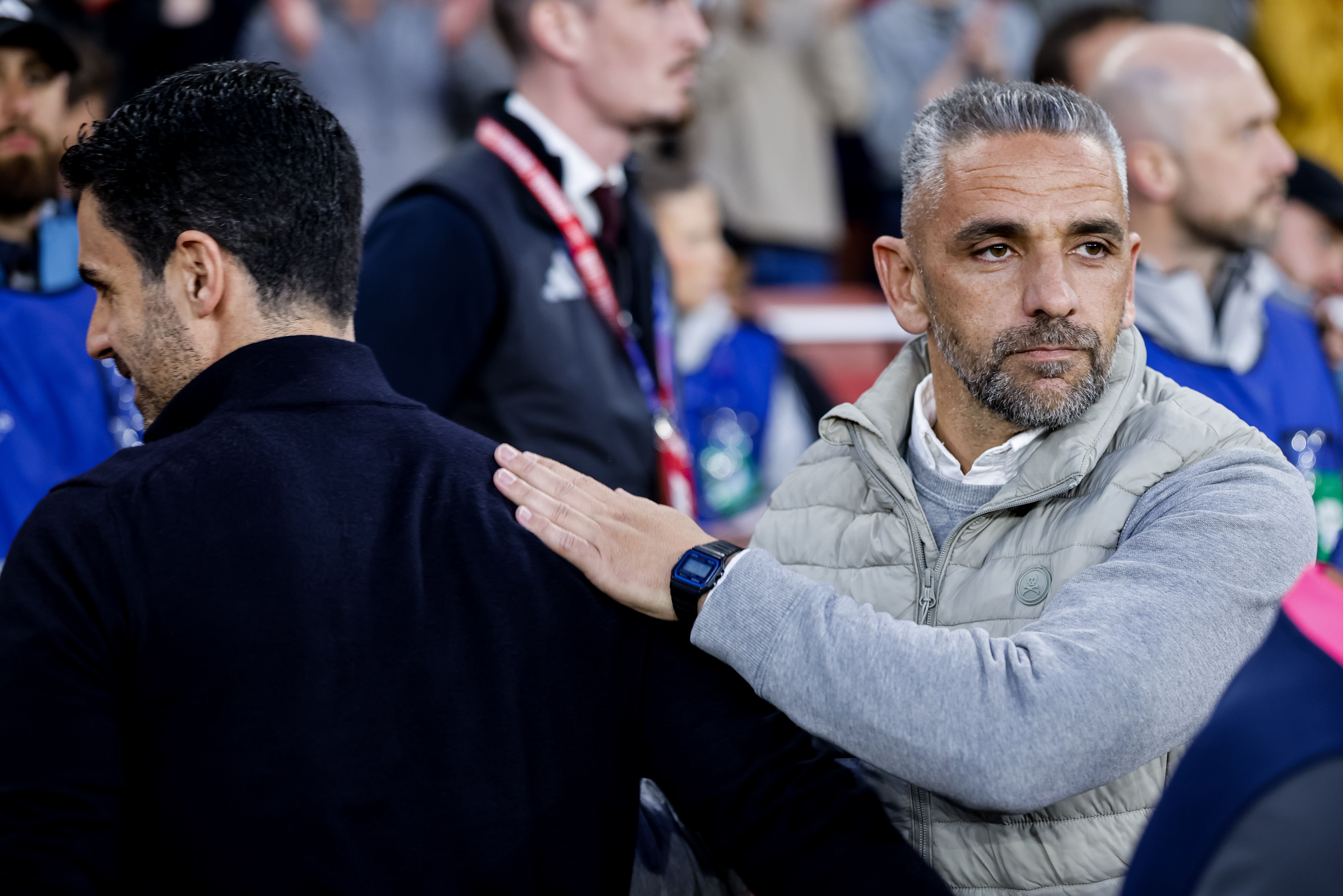 Rui Borges e Mikel Arteta defrontaram-se nos quartos de final da Champions - Foto: EPA