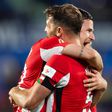 Jogadores do Athletic Bilbao a celebrarem o apuramento