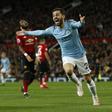 Bernardo Silva a marcar no dérbi de Manchester