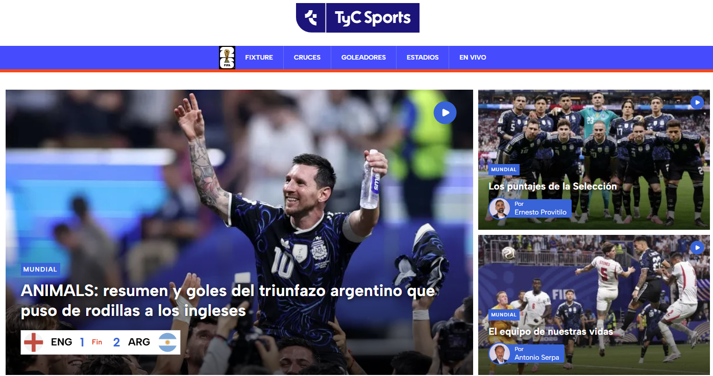 TyC Sports exulta, de forma positiva, os «animais» da Argentina. «Um 'triunfaço' argentino que ajoelhou os ingleses»