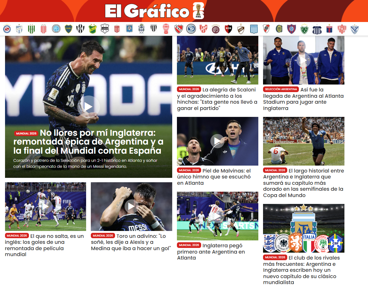 El Gráfico é mais provocador: «Não chores por mim, Inglaterra», escreve num artigo, e noutro: «E quem não salta é inglês»