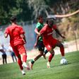 Emanuel Moreira no jogo de treino com o Leça. -Foto: SANTA CLARA