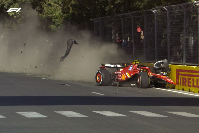 Vídeo: o violento acidente que tirou Pérez e Sainz do GP do Azerbaijão