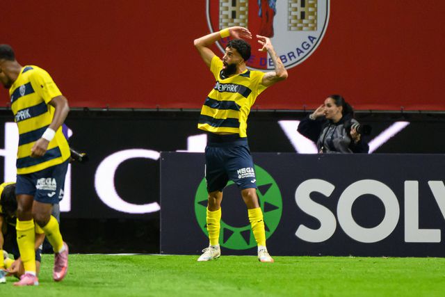 Pablo a celebrar o único golo no SC Braga-Gil Vicente