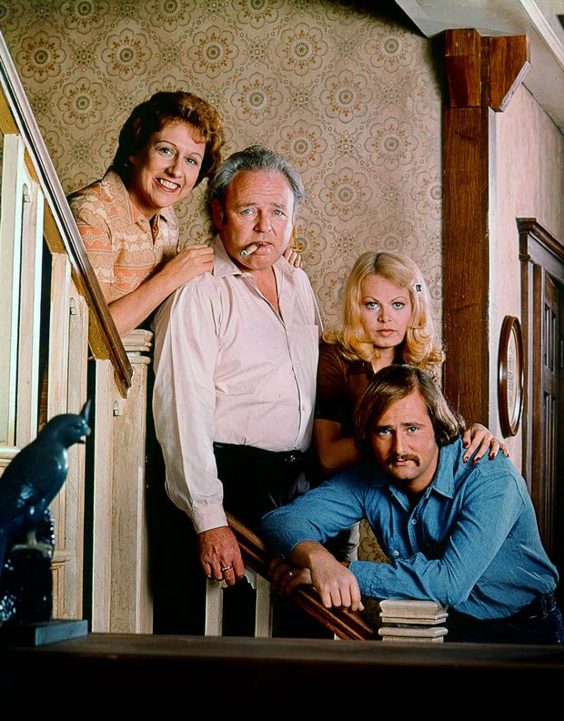 O elenco de All in the family, com Rob Reiner