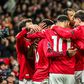 Jogadores do Man. United a celebrarem o golo