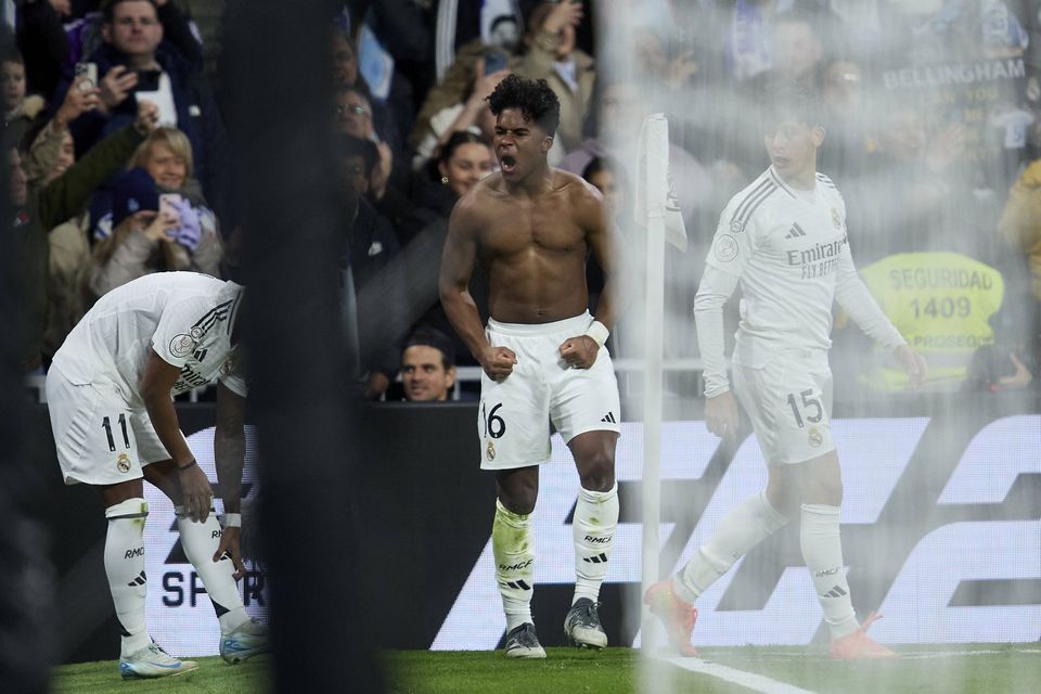 Endrick festeja golo apontado pelo Real Madrid sobre o Celta de Vigo