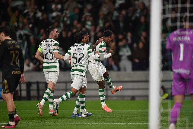 Geny Catamo a celebrar o primeiro golo em Alvalade - Foto: Miguel Nunes