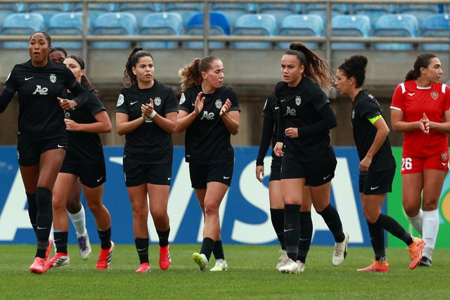 O Sporting festejou a primeira vitória na Taça da Liga feminina, frente ao Damaiense - foto: Sporting