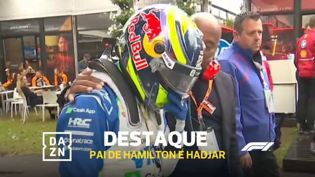 É isto que gostamos de ver: pai de Hamilton conforta rookie forçado a abandonar no aquecimento 