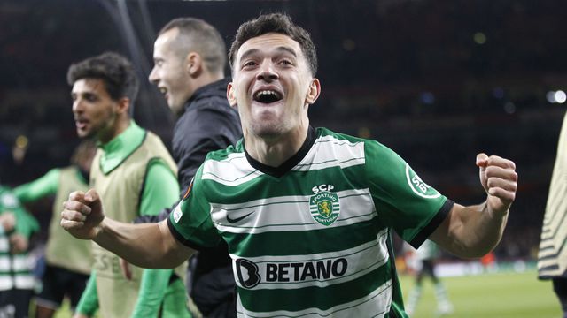 Pedro Gonçalves festeja a qualificação dos leões em Londres, jogo no qual marcou um golo inesquecível, com um remate do meio-campo