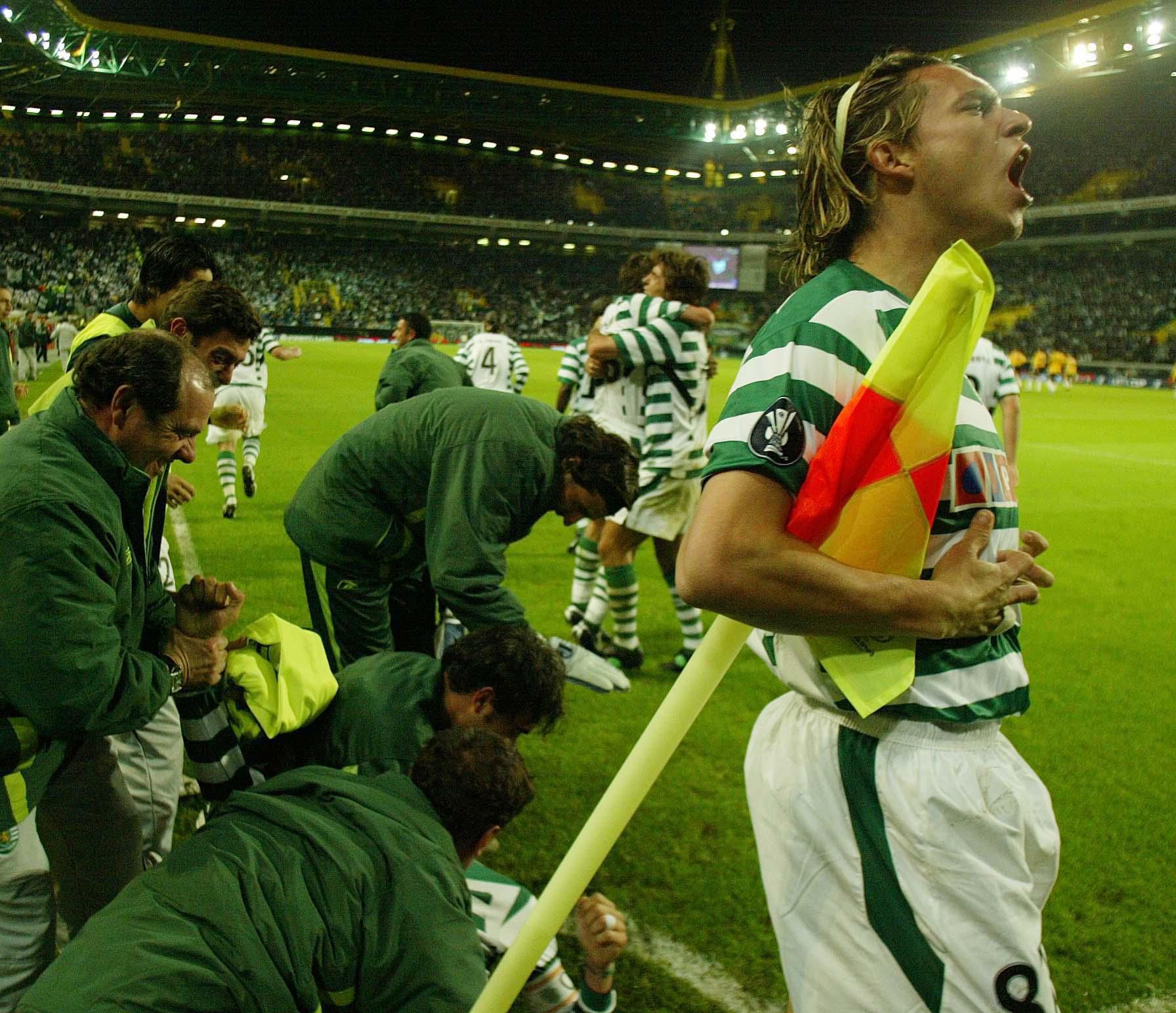 Sporting-Newcastle (4-1) - 2.ª mão dos quartos de final da Taça UEFA - 14 de abril de 2005 - Depois de perderem por 0-1 em Inglaterra, os leões deram a volta e garantiram o apuramento com triunfo expressivo em casa - Foto: A BOLA