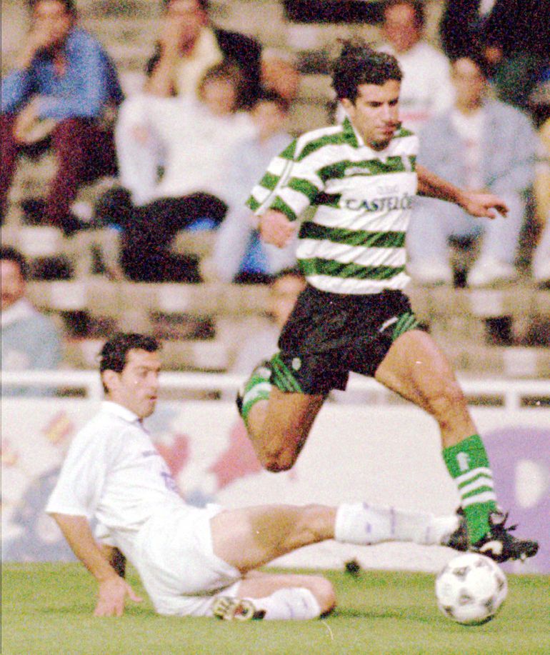 Sporting-Real Madrid (2-1) - 2.ª mão da 2.ª ronda da Taça UEFA - 27 de setembro de 1994 - Primeiro e único triunfo do Sporting sobre os merengues aconteceu em Alvalade (insuficiente para seguir em frente) - Foto (do jogo da primeira mão): A BOLA