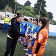 Ana Borges marcou presença no torneio, em Cascais, onde cumprimentos as jogadoras