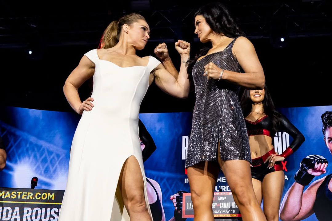Ronda Rousey na apresentação do combate com Gina Carano  - Foto: Ronda Rousey Instagram