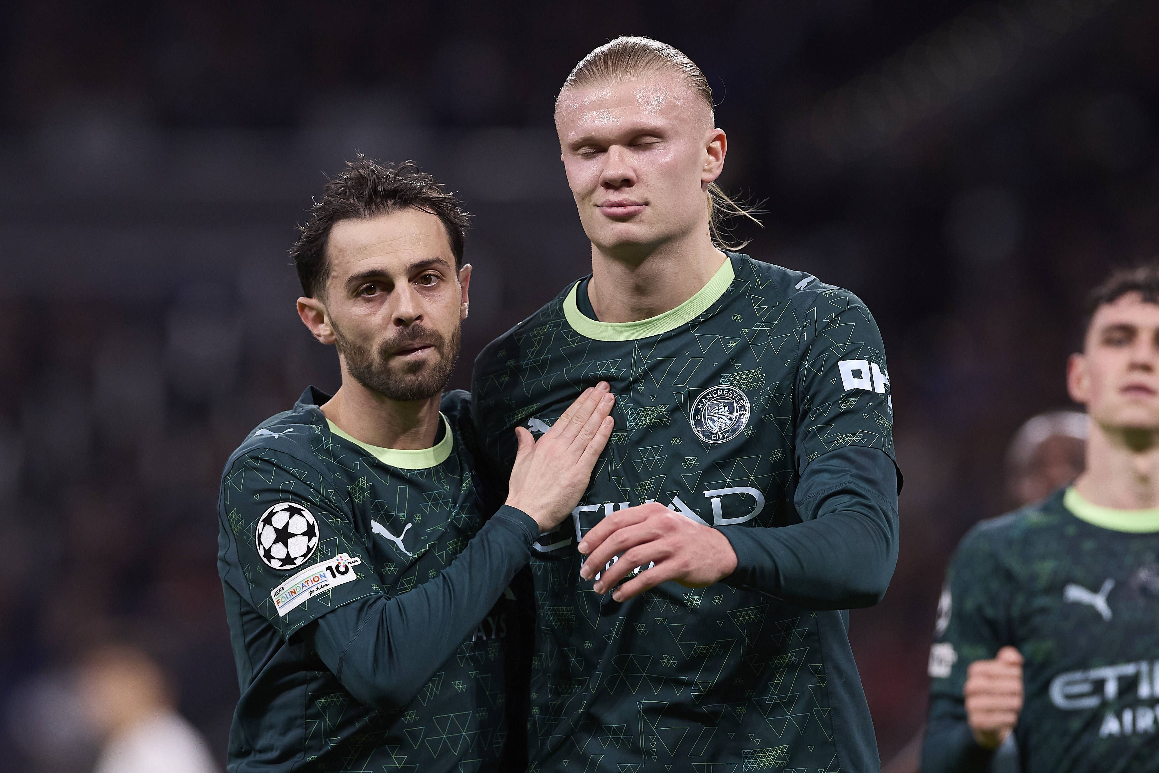 Bernardo Silva com Erling Haaland no Manchester City - Foto: Imago