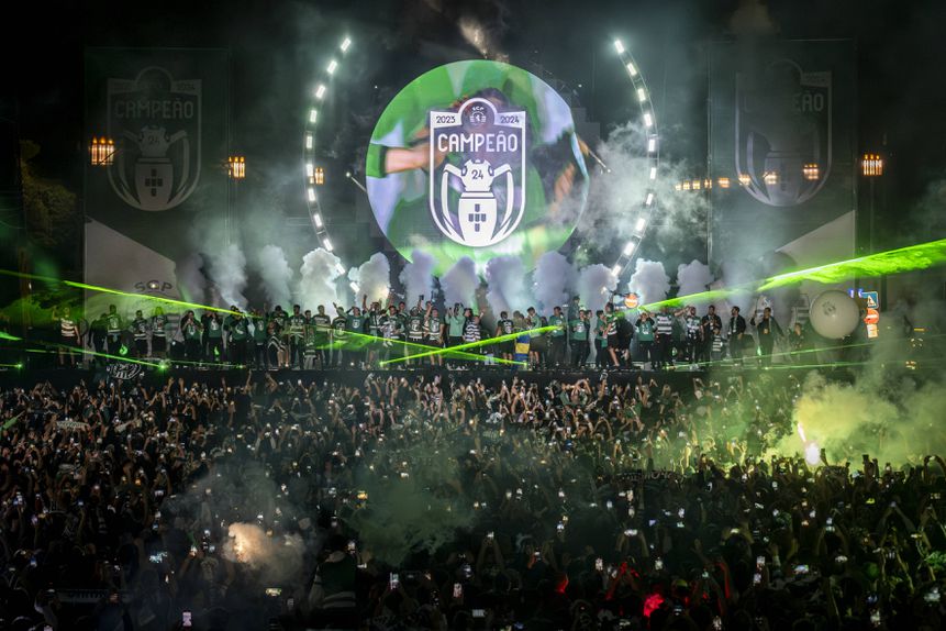 Festa do título do Sporting na época passada, no Marquês de Pombal