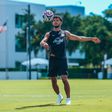 Matheus Nunes no treino do Man. City, nos EUA