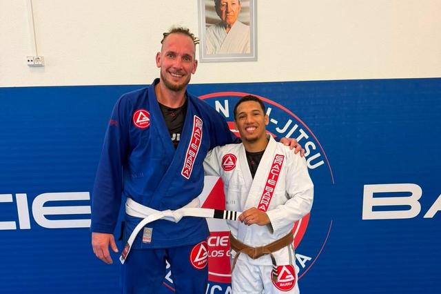 O oposto do Benfica Felipe Banderó na cerimónia de jiu-jitsu. Intagram