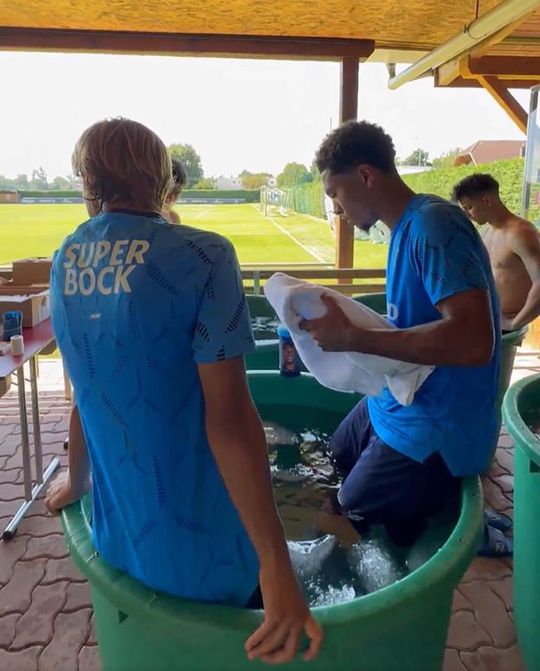 Brrr! Dragões fazem banho de gelo em dia de jogo