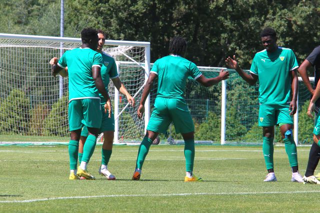 Festejos auriverdes após o tento apontado por Tiago Manso (Foto: Tondela)