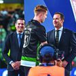 Viktor Gyokeres e Frederico Varandas na festa de campeão do Sporting