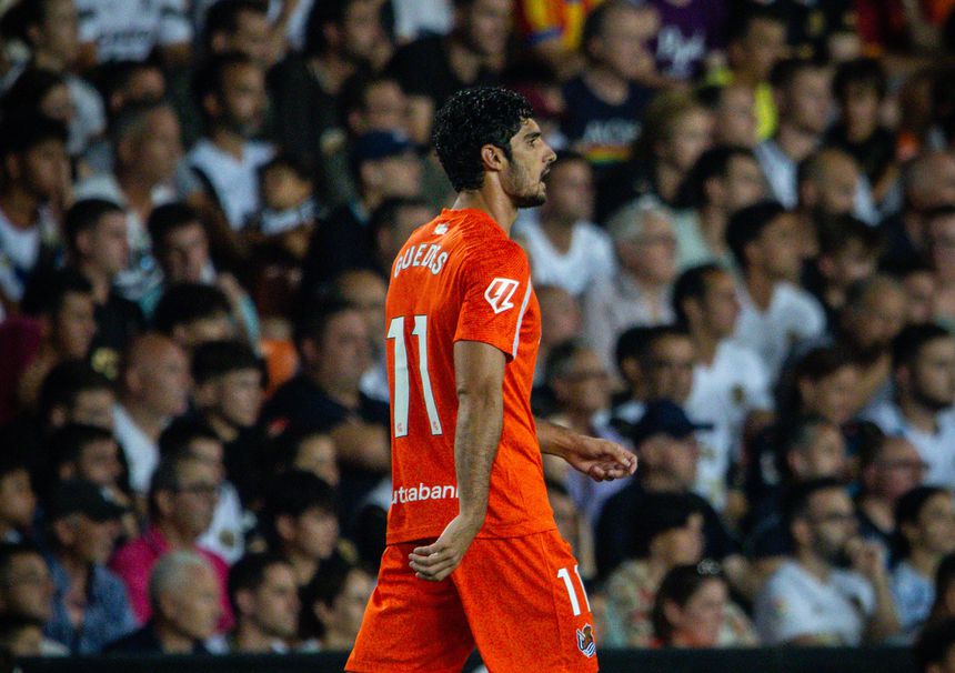 Gonçalo Guedes regressou ao Mestalla. Foto Real Sociedad
