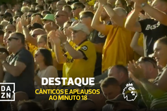Aplausos para Diogo Jota ao minuto 18 do Wolves-Man. City