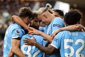 Festejos dos jogadores do Manchester City diante do Wolverhampton
