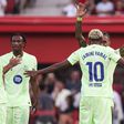 Lamine Yamal festeja com Raphinha