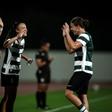 Telma Encarnação comemora golo frente às inglesas (Foto Sporting CP)