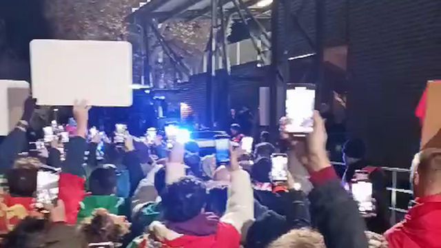 A chegada da Seleção ao Rheinpark Stadion