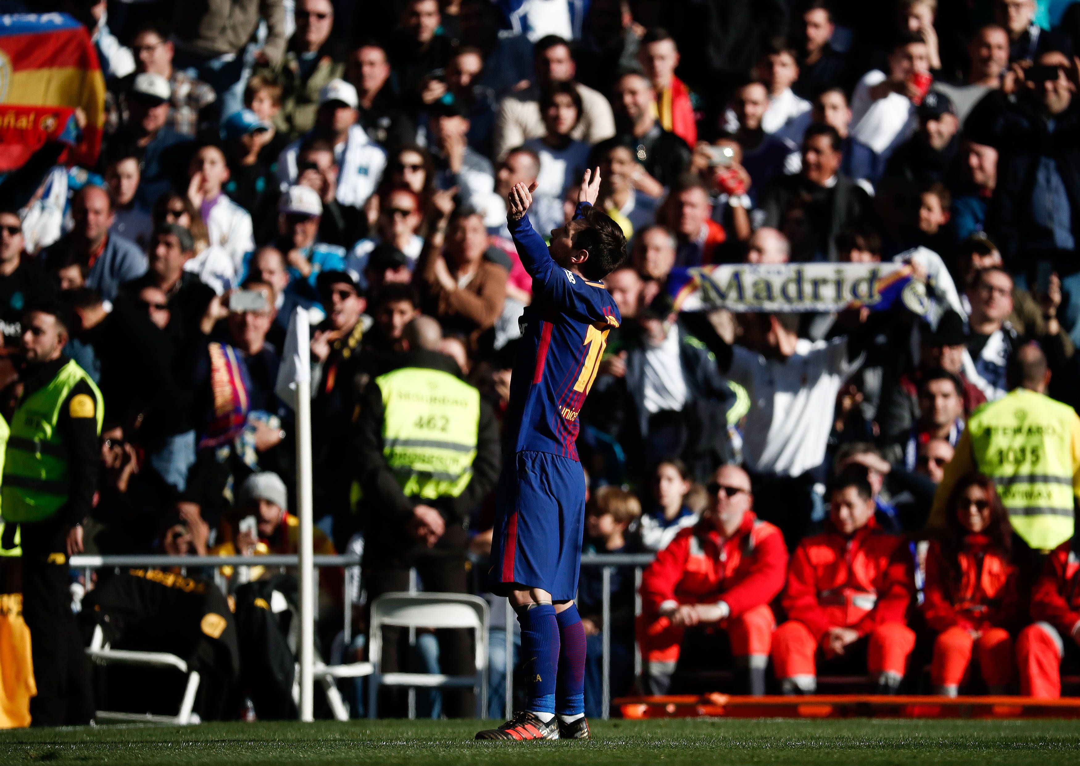 Messi festeja frente ao Real Madrid