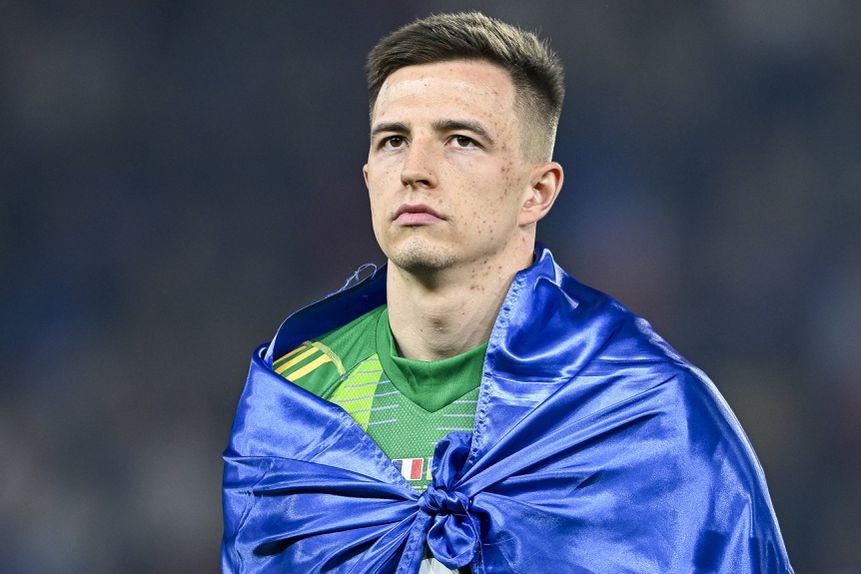 Anatoliy Trubin foi determinante para a qualificação da Ucrânia para o 'play-off' de apuramento para o Mundial 2026 — Foto: IMAGO