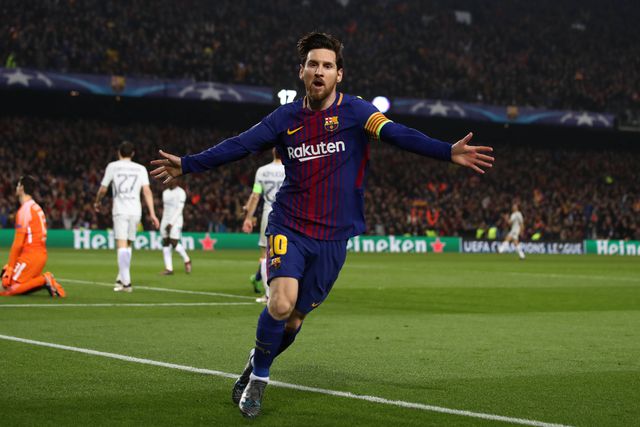 Messi a festeja golo pelo Barcelona