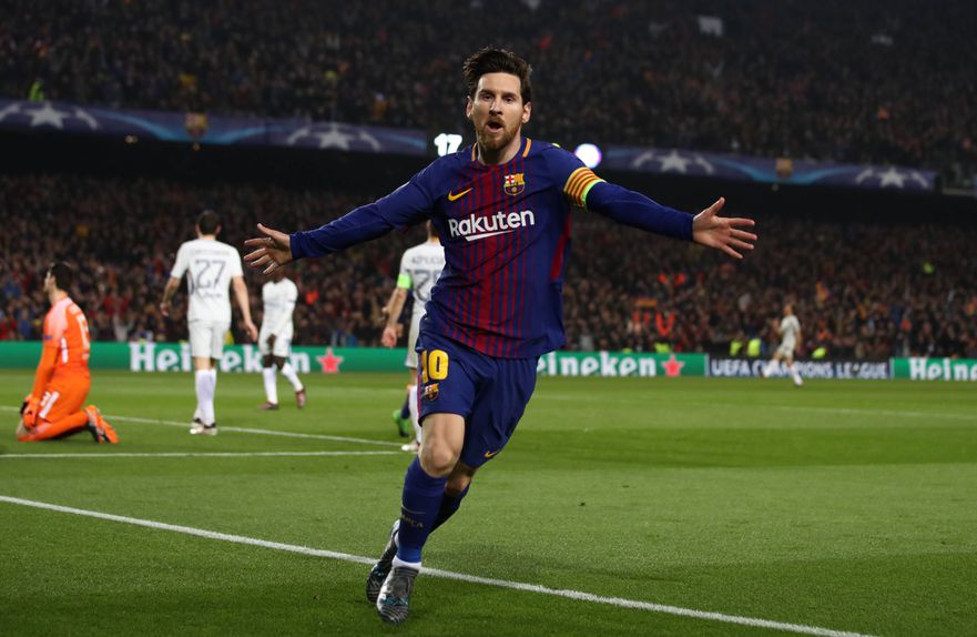 Messi a festeja golo pelo Barcelona