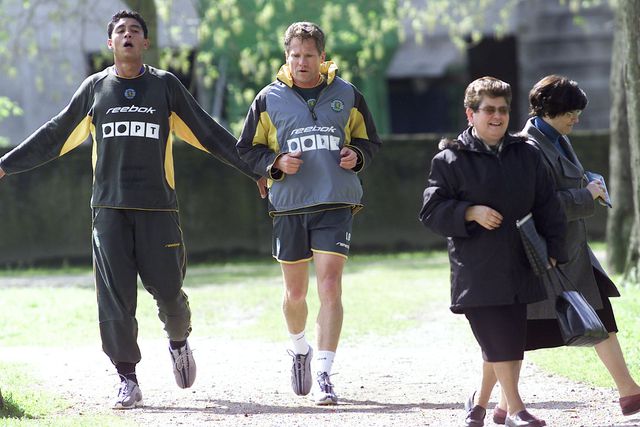 Boloni a treinar com Jardel em 2003 na Quinta das Conchas, no Lumiar, em Lisboa - Foto: A BOLA