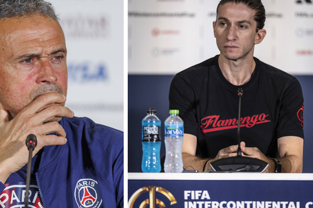 Luis Enrique e Filipe Luís, treinadores de PSG e Flamengo, respetivamente - Fotos: IMAGO
