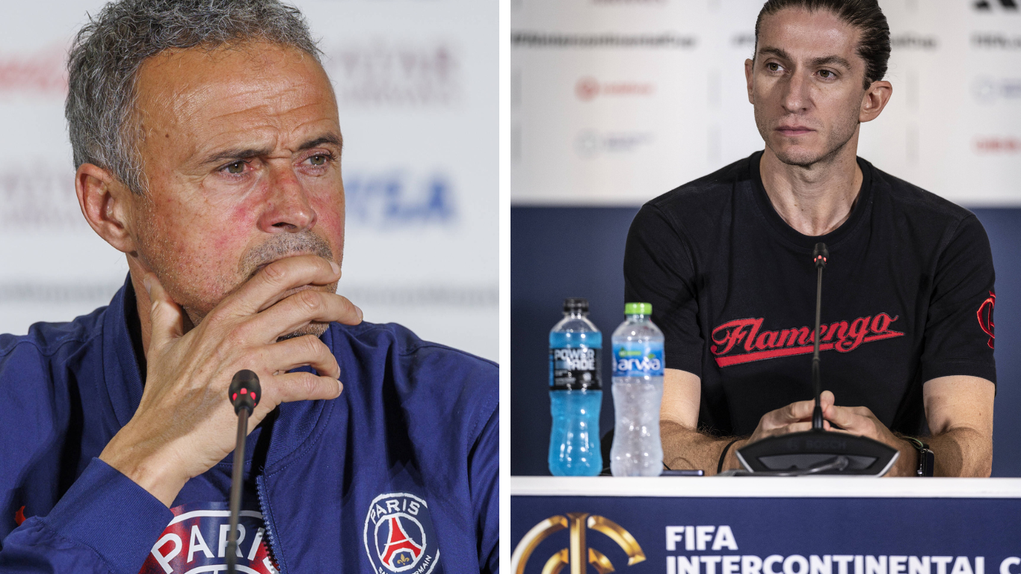 Luis Enrique e Filipe Luís, treinadores de PSG e Flamengo, respetivamente - Fotos: IMAGO
