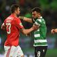 Bruno Fernandes desentende-se com Jardel e Rúben Dias num dérbi entre Benfica e Sporting - Foto: A BOLA