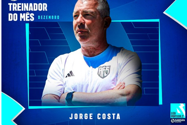 Liga 2: Jorge Costa eleito melhor treinador de dezembro